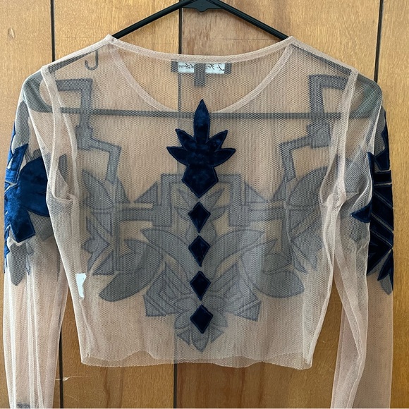 Rare For Love and Lemons FL&L Vienna Velvet Lace Sheer Crop Top XS - Picture 11 of 15